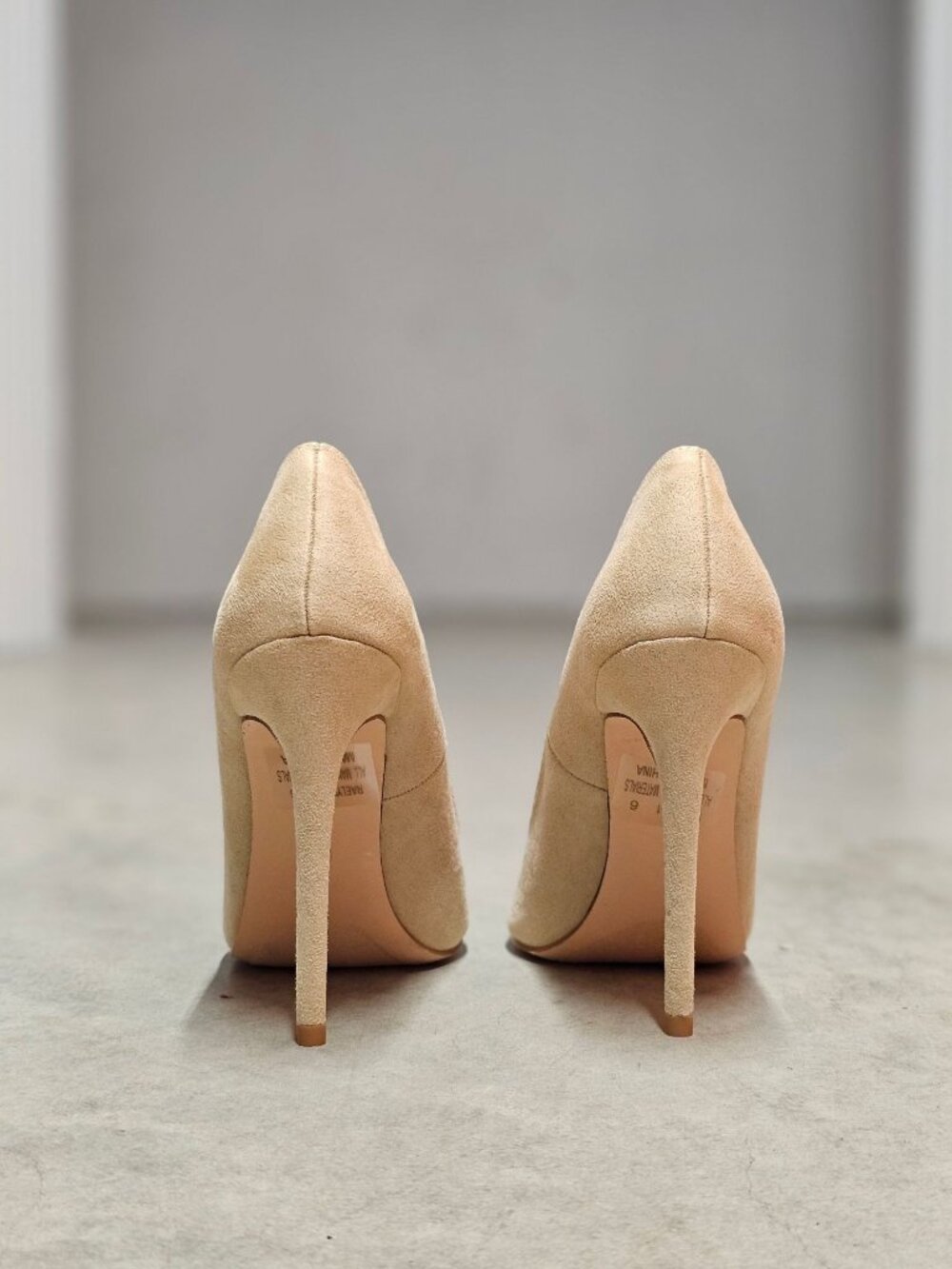 Nude Faux Suede Pointed Toe Stiletto High Heels Womens Elegant Formal Pumps - Picture 7 of 13